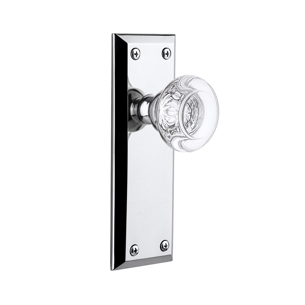 Grandeur by Nostalgic Warehouse FAVBOR Passage Knob - Fifth Avenue Plate with Bordeaux Crystal Knob in Bright Chrome